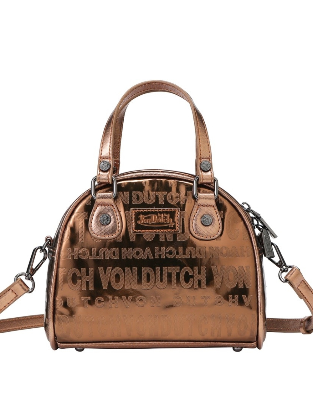 Von Dutch Metallic Brown Metallic Bowling Bag